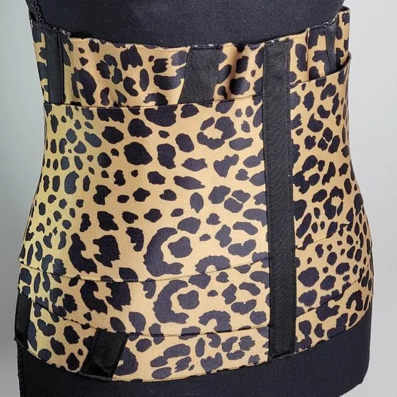 Women Leopard Print Waist Trainer Belt Brown Black Amabro Women Stretch Waist Belts, Skinny Elastic Wide  main image 3